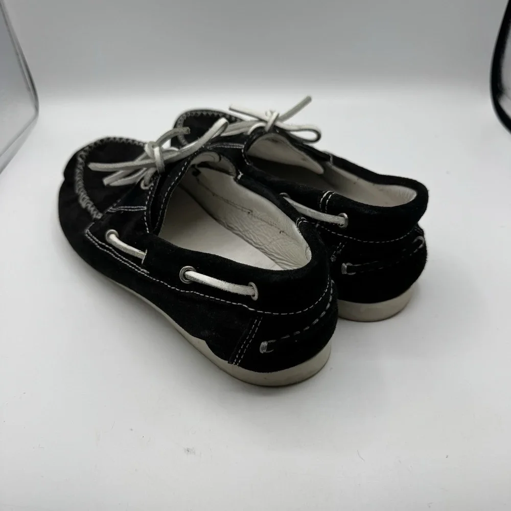 Del Toro Boat Shoes Men 8 Black Suede Leather Made In Italy Moccasin Loafers